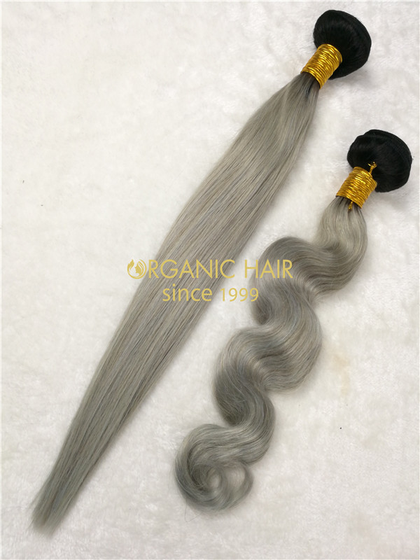 Wholesale colored virgin hair extensions weaves 1B/Gray X32